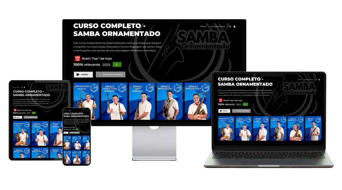 Área de membros do Curso Samba Ornamentado
